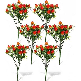 6 pc Artificial Strawberry Plant Stems, Home & Table Decor