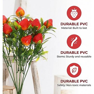 6-Piece Artificial Strawberry Plant Stems, Home & Table Decor