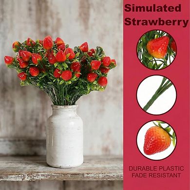 6-Piece Artificial Strawberry Plant Stems, Home & Table Decor