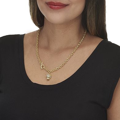 Marquise Cut Green Crystal Goldtone Link Necklace, 19 inches