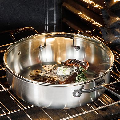 Babish 5 Qt Stainless Steel Saute Pan with Lid Heavy Duty Oven Induction Safe
