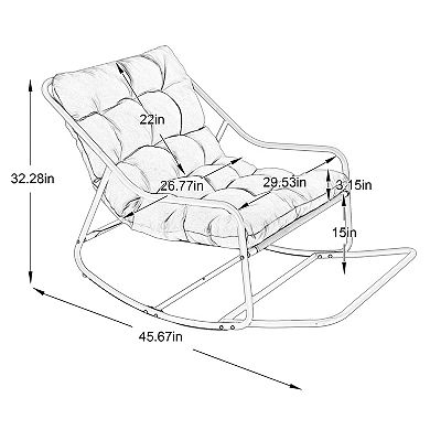 Outdoor Rocking Chair with Ultra-Thick Comfortable Cushion, Adjustable Swing Range