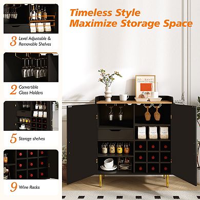 Modern Coffee Bar Cabinet, Black