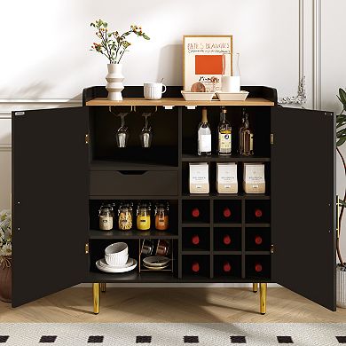 Modern Coffee Bar Cabinet, Black