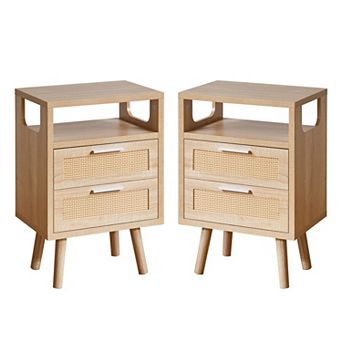 Set of 2 Modern Storage Bedside Tables with 2 Drawers
