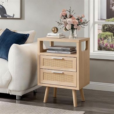 Set of 2 Modern Storage Bedside Tables with 2 Drawers