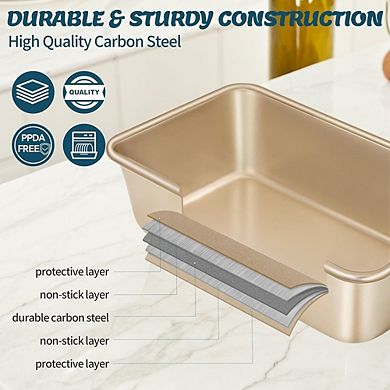 6-Piece Nonstick Bakeware Set, Stackable Carbon Steel Pans for Baking & Roasting