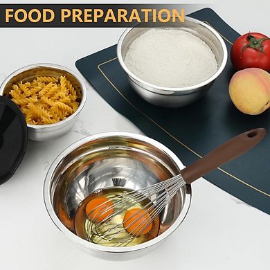 7 Piece Stainless Steel Mixing Bowls with Lids Durable & Dishwasher Safe