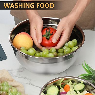 7 Piece Stainless Steel Mixing Bowls with Lids Durable & Dishwasher Safe