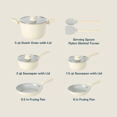Gibson Home Barnsdall 10 Piece Premium Ceramic Nonstick Pots and Pans Aluminum Cookware Set