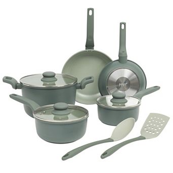 Gibson Home Barnsdall 10 pc Premium Ceramic Nonstick Pots and Pans Aluminum Cookware Set