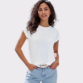 Lascana Women's Herringbone Short Sleeve Top