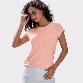 Lascana Women's Herringbone Short Sleeve Top