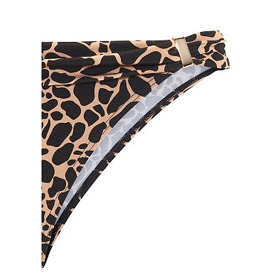 Lascana Women's Giraffe Print Fold Over Bikini Bottom