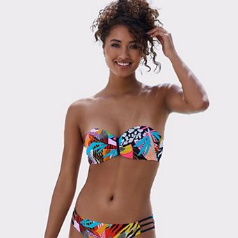 Lascana Women's Mix Print Bandeau Bikini Top