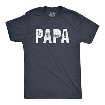 Mens Papa Fishing T Shirt Funny Fathers Day Gift for Dad Outdoor Fisherman Graphic Tee