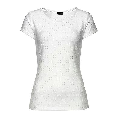 Lascana Women's Eyelet Short Sleeve Top