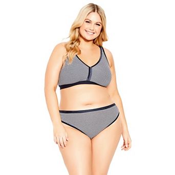 Avenue Women's Plus Size Cotton Stripe Thong