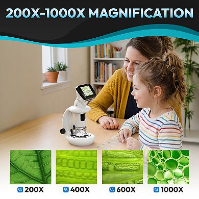 Contixo MS2 WiFi Digital Microscope with LCD Screen, 1000X Magnification, Rechargeable for Kids