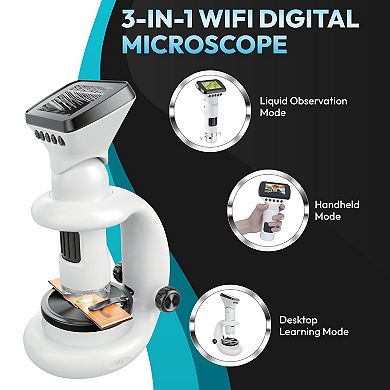 Contixo MS2 WiFi Digital Microscope with LCD Screen, 1000X Magnification, Rechargeable for Kids