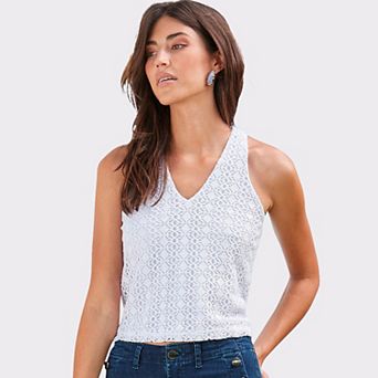 Lascana Women's Lace V-Neck Top