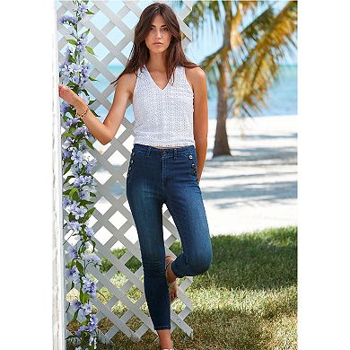 Lascana Women's Lace V-Neck Top