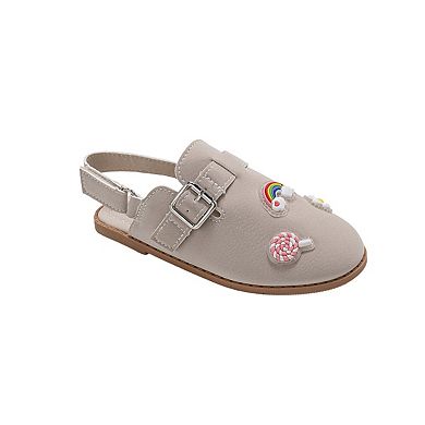 bebe Toddler Girls Closed Toe Sandals with Buckle Strap and Charms