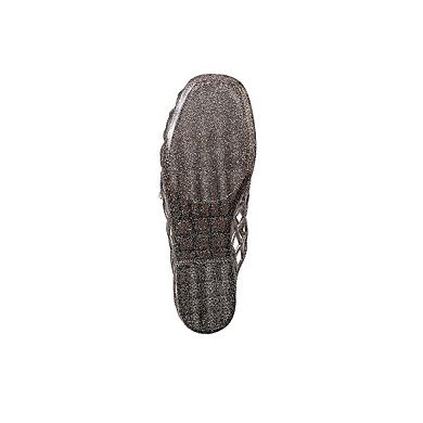 bebe Womens Jelly Mule Flats with Dangling Charms Slip On Shoes
