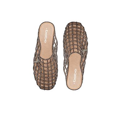 bebe Womens Jelly Mule Flats with Dangling Charms Slip On Shoes