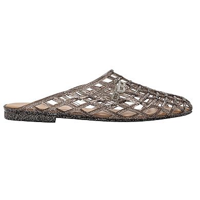 bebe Womens Jelly Mule Flats with Dangling Charms Slip On Shoes