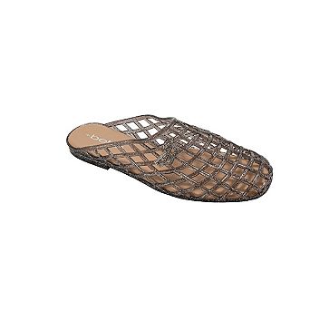 bebe Womens Jelly Mule Flats with Dangling Charms Slip On Shoes