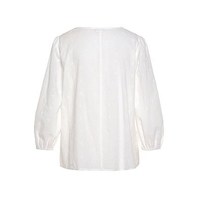 Lascana Women's Eyelet Detail V-Neck Blouse