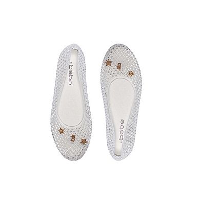 bebe Womens Jelly Flats with Charms Slip On Lightweight Shoes