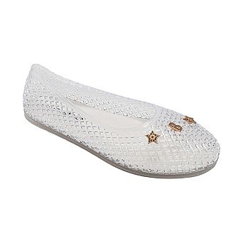 bebe Womens Jelly Flats with Charms Slip On Lightweight Shoes