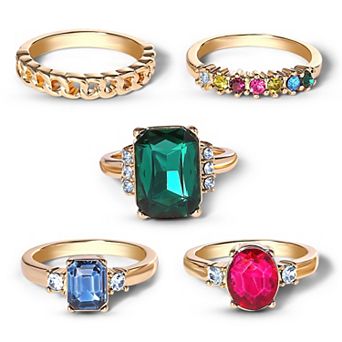 JS Jessica Simpson Multi-Gemstone Statement Ring Set