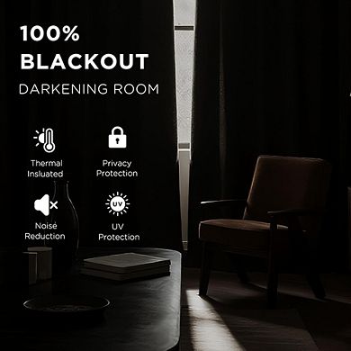 Blackout Curtains, Thermal Insulated Rod Pocket & Back Tab Panels
