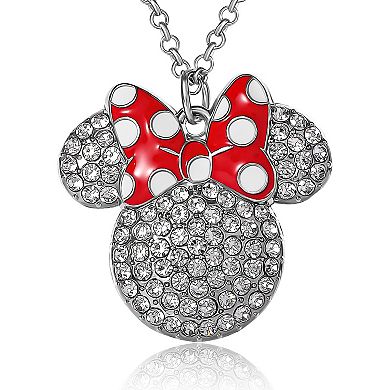 Minnie Mouse Bow Crystal Pendant Necklace