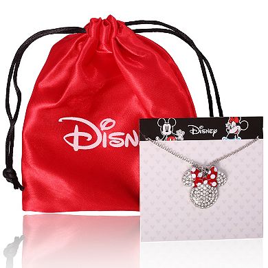Minnie Mouse Bow Crystal Pendant Necklace