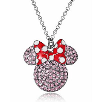 Minnie Mouse Bow Crystal Pendant Necklace