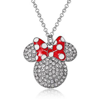 Minnie Mouse Bow Crystal Pendant Necklace