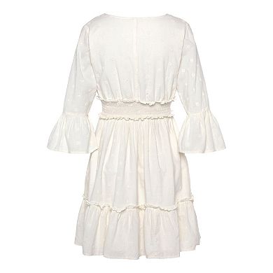 Lascana Women's Eyelet Detail V-Neck Dress