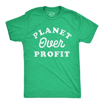 Mens Planet Over Profit Funny T Shirts Earth Day Graphic Tee for Men