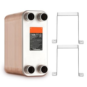 VEVOR Heat Exchanger, 5"x 12" 100 Plates Brazed Plate Heat Exchanger, Copper/316L Stainless Steel