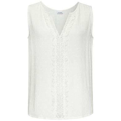 Lascana Women's Lace Trim Sleeveless Blouse