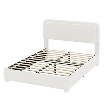 Merax Bed Frame with Adjustable Height Headboard Modern Platform Bed with Curved Cloud Headboard