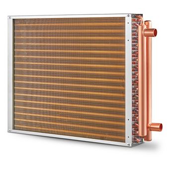 VEVOR Heat Exchanger Water to Air, 18"x 20" with 3-Row 3/8" Copper Ports, 242 Aluminum Fins
