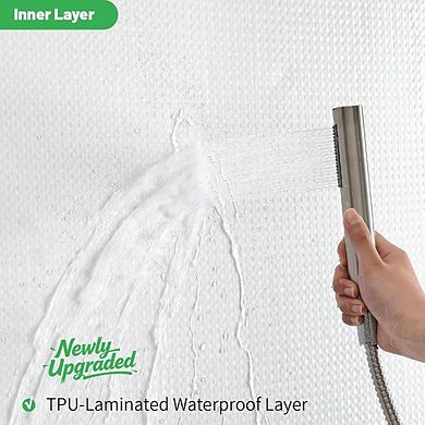 Waterproof Waffle Weave Shower Curtain, No Hook, Machine Washable, Weighted Hem