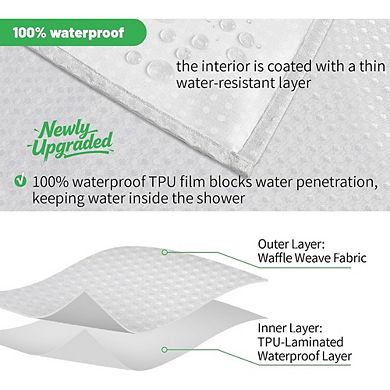 Waterproof Waffle Weave Shower Curtain, No Hook, Machine Washable, Weighted Hem