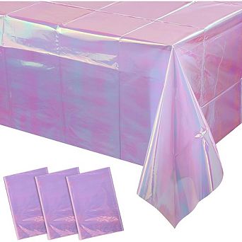 Iridescent Tablecloths, disposable plastic foil covers, waterproof 3 pack