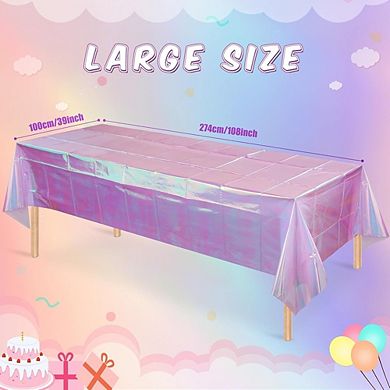 Iridescent Tablecloths, disposable plastic foil covers, waterproof 3 pack
